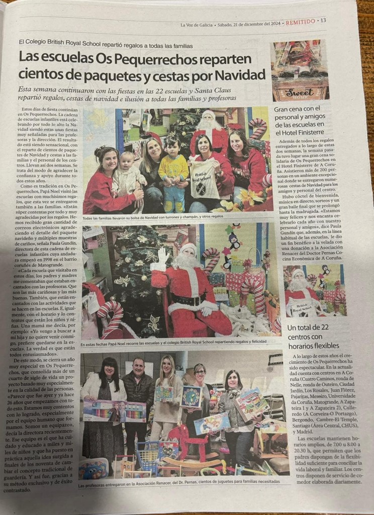 Las Escuelas Infantiles Os Pequerrechos reparten cientos de regalos y cestas de Navidad 